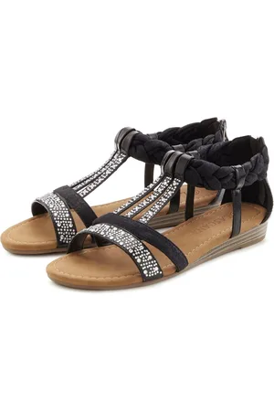 Lascana Sandalen Zomerschoen met glinsterende stenen, kleine sleehak, sandaal, zomerschoen vegan