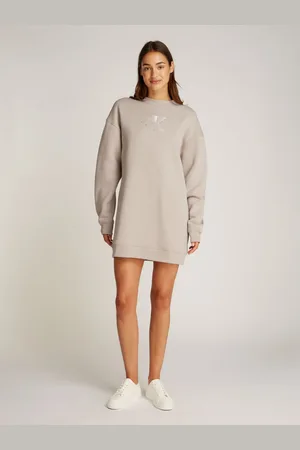 Calvin Klein Sweatjurk EMBROIDERED MONOLOGO CREW DRESS