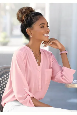 Lascana Blouse zonder sluiting met 3/4-mouwen en knoopsluiting, damesblouse