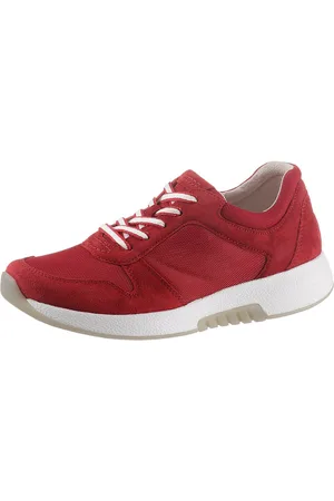 Gabor Sneakers met sleehak , vrijetijdsschoen, lage schoen, veterschoen in zomerse materiaalmix