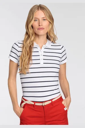 DELMAO Poloshirt met strepen van voorgeverfd garen