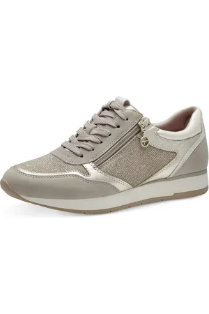 Tamaris Plateausneakers vrijetijdsschoen, lage schoen, veterschoen met subtiele metallic-details