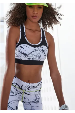Lascana Functioneel shirt Black Marble Sporttop met racerback en mesh