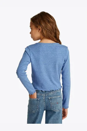 Tommy Hilfiger Shirt met lange mouwen SLUB KNIT TOP LS met golvende zoom