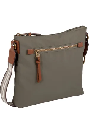 Camel Active Schoudertas Bari van hoogwaardig mat nylon met gestreept geweven band