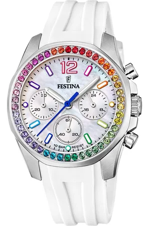Festina Chronograaf Boyfriend Collection Horloge, quartz, dameshorloge, stopwatchfunctie, regenboog