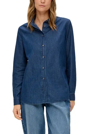QS by s.Oliver Jeans blouse met doorlopende knoopsluiting