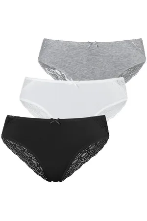 vivance collection Brazilian slip van elastische katoen met florale kant (3 stuks)