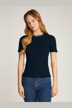 Tommy Hilfiger T-shirt RWB SLIM TEE SS C-NK met contrastdetails, structuur