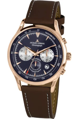 Jacques Lemans Chronograaf Retro Classic, 1-2068G Quartz horloge, armbanduhr, herenhorloge, datum, leren band