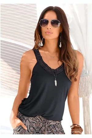 Lascana Strandtop met bandjes van haak kant, zomers dames-top