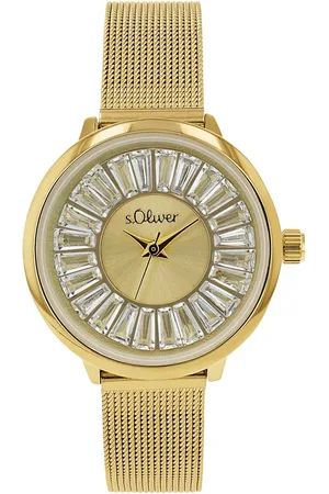 QS by s.Oliver Kwartshorloge Horloge, dameshorloge, stalen band, glasstenen