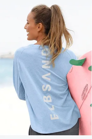 ELBSAND Longsleeve Tira met logoprint op de rug, shirt met lange mouwen van een katoenmix, sportief-casual