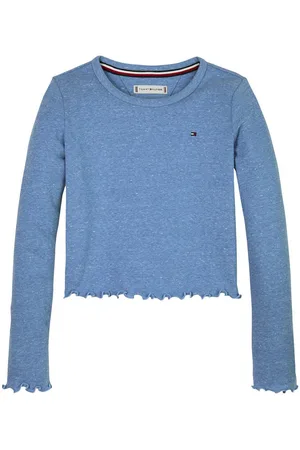 Tommy Hilfiger Shirt met lange mouwen SLUB KNIT TOP LS met golvende zoom