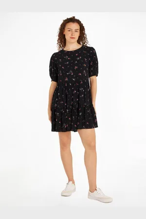Tommy Hilfiger Blousejurk TJW BLACK FLORAL TIERD DRESS EXT