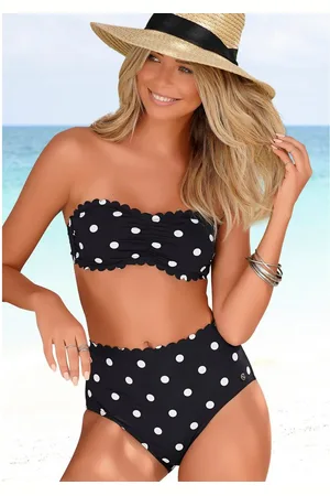 Lascana Bandeau-bikinitop Jada met schulprandjes en stippeltjesprint