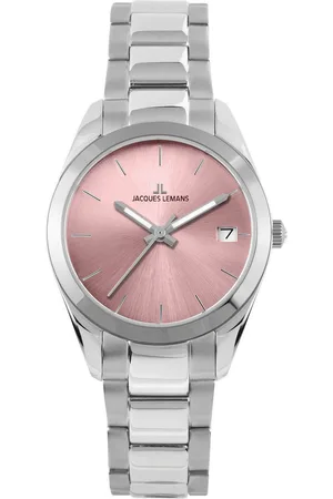 Jacques Lemans Kwartshorloge Derby, 1-1878D Polshorloge, dameshorloge, datum, luminescerende wijzers, roestvrijstalen armband