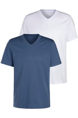 KangaROOS T-shirt Regular fit Vrijetijdsshirt met korte mouwen, V-hals van 100% katoen (Set van 2)