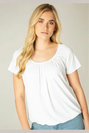 Base Level T-shirt Yona met plooien bij de hals en een elastische tailleband