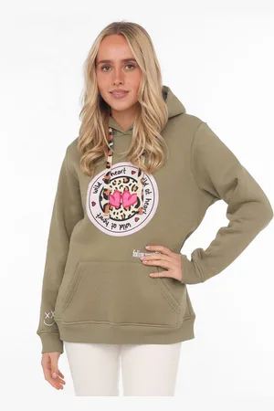 Zwillingsherz Hoodie met "wild at heart"-opdruk en bindbandjes in leeuwlook