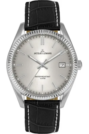 Jacques Lemans Kwartshorloge Polshorloge, dameshorloge, analoog, datum, leren armband