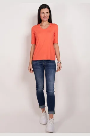 Seidel Moden Shirt met V-hals met halve mouwen van zacht materiaal, made in germany