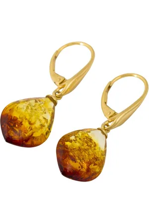 Firetti Paar oorhangers Sieraad cadeau zilver 925 oorbellen patentbeugel druppel barnsteen