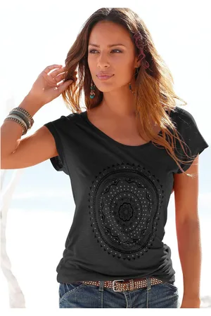 Lascana Strandshirt met print en glanzend effect, etnische look, casual