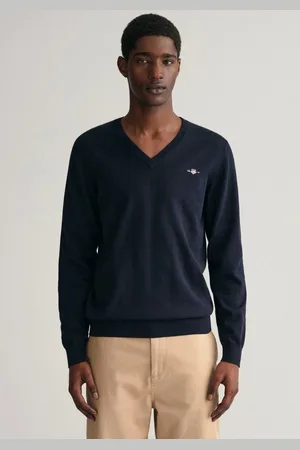 GANT Trui met V-hals CLASSIC COTTON V-NECK Premium brei jersey van zacht 100% katoen, overgangs trui