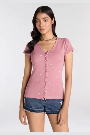 KangaROOS Shirt met korte mouwen korte mouw, figuuraccentuerend, van katoen