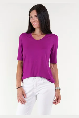 Seidel Moden Shirt met V-hals met halve mouwen van zacht materiaal, made in germany
