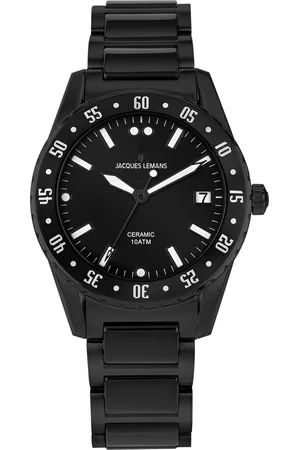 Jacques Lemans Keramisch horloge Liverpool, 42-12D Quartz horloge, armbanduhr, dameshorloge, datum, roestvrijstalen band, keramiek