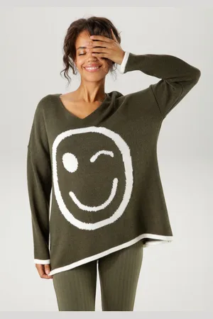 Aniston Gebreide trui met gebreid smiley