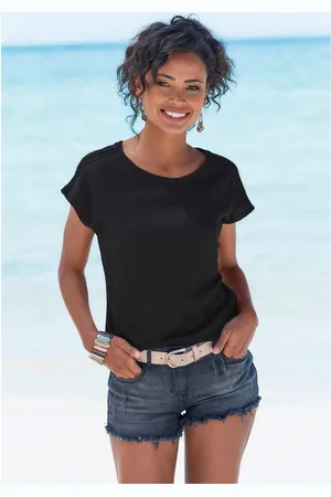 vivance collection Shirt met korte mouwen Met decoratieve haak-inzet van kreukvrije crêpe-kwaliteit (1-delig)