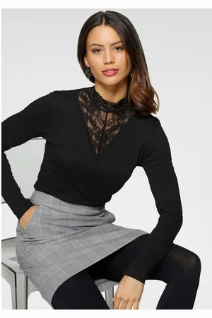 Laura Scott Shirt met lange mouwen figuurvolgende pasvorm, lange mouwen, met staande kraag