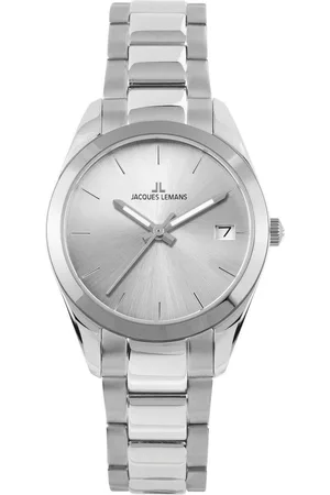 Jacques Lemans Kwartshorloge Derby, 1-1878B Polshorloge, dameshorloge, datum, luminescerende wijzers, roestvrijstalen armband