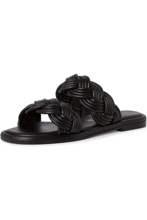 Tamaris Slippers , blokhak, zomerschoen, slippers met gevlochten bandage