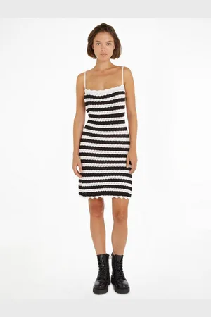 Tommy Hilfiger Jurk met spaghettibandjes TJW CROCHET STRIPE DRESS