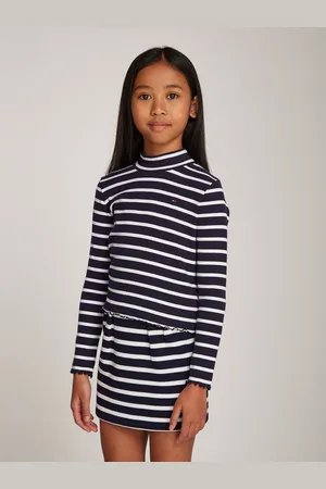 Tommy Hilfiger Shirt met lange mouwen MOCK NECK RIB TOP LS in streepdesign, met babylock zoom