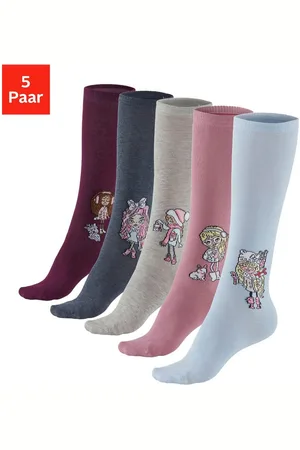 H.I.S Kniekousen met gebreid motief (set, 5 paar)