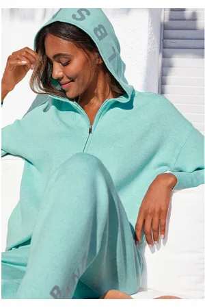 ELBSAND Vest -lounge jas van hoogwaardige brei en geborduurd logo, loungewear