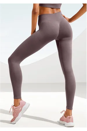 Lascana Naadloze legging Po Push Up met ribstructuur en shaping-effect, sportbroek, sportleggings