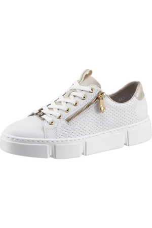 Rieker Plateausneakers met goudkleurige details, vrijetijdsschoen, lage schoen, veterschoen