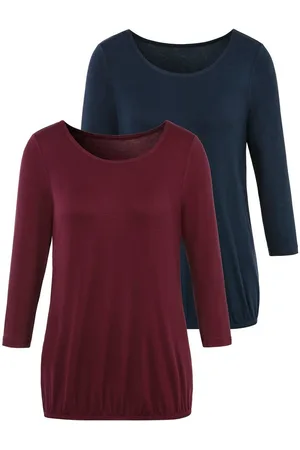 vivance collection Shirt met 3/4-mouwen met elastische zoomrand (Set van 2)