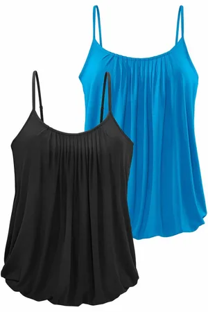 Lascana Top met spaghettibandjes Met decoratieve plooien van zachte viscosekwaliteit (Set van 2)