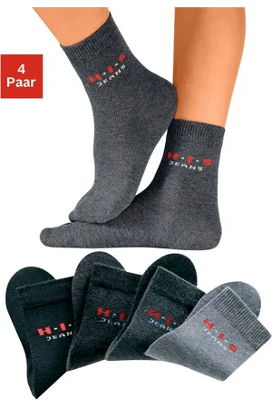 H.I.S Basic sokken met contrastkleurig logo (set, 4 paar)