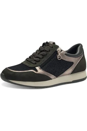 Tamaris Plateausneakers vrijetijdsschoen, lage schoen, veterschoen met subtiele metallic-details