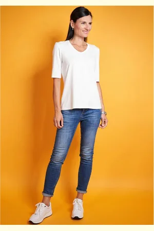 Seidel Moden Shirt met V-hals met halve mouwen van zacht materiaal, made in germany