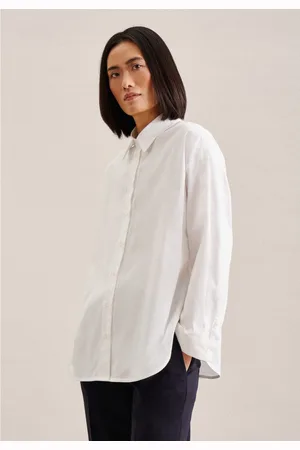 Seidensticker Overhemdblouse Zwarte roos Lange mouwen kraag uni