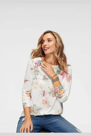 Aniston Shirt met lange mouwen met maxi-bloemenprint en vogels